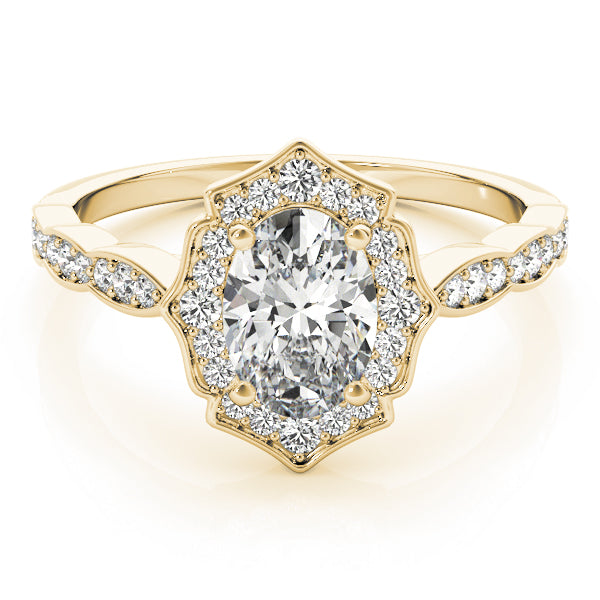 Scalloped Oval Halo Ring Engagement Ring (84998)
