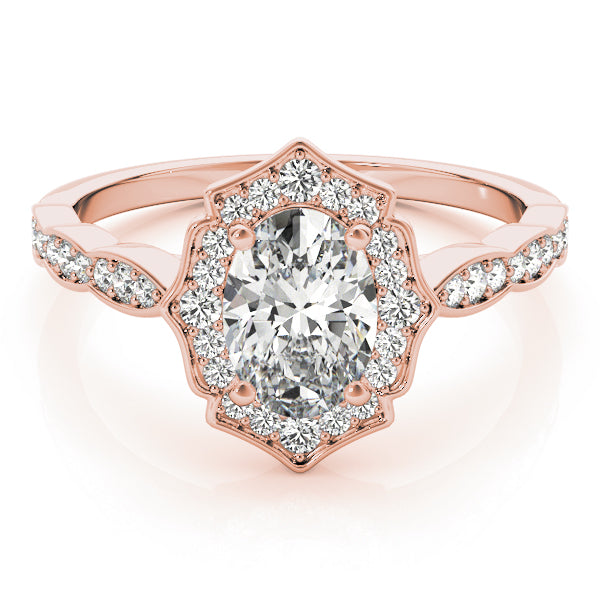 Scalloped Oval Halo Ring Engagement Ring (84998)