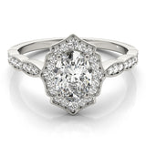 Scalloped Oval Halo Ring Engagement Ring (84998)
