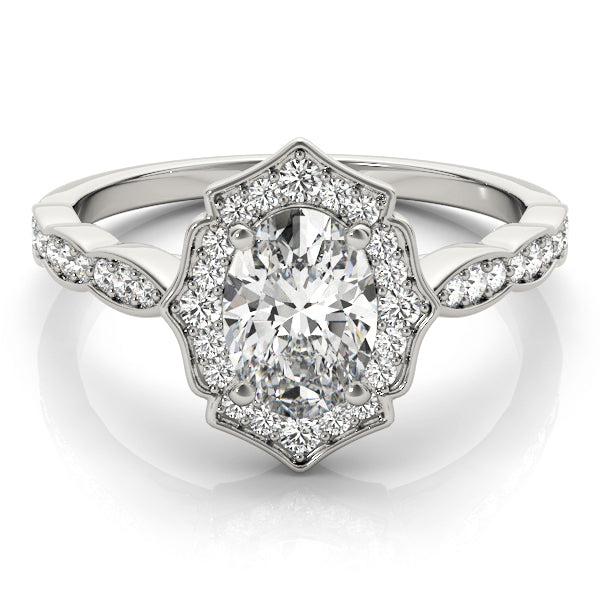 Scalloped Oval Halo Ring Engagement Ring (84998)