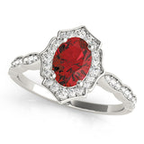 Scalloped Oval Halo Ring Engagement Ring (84998)
