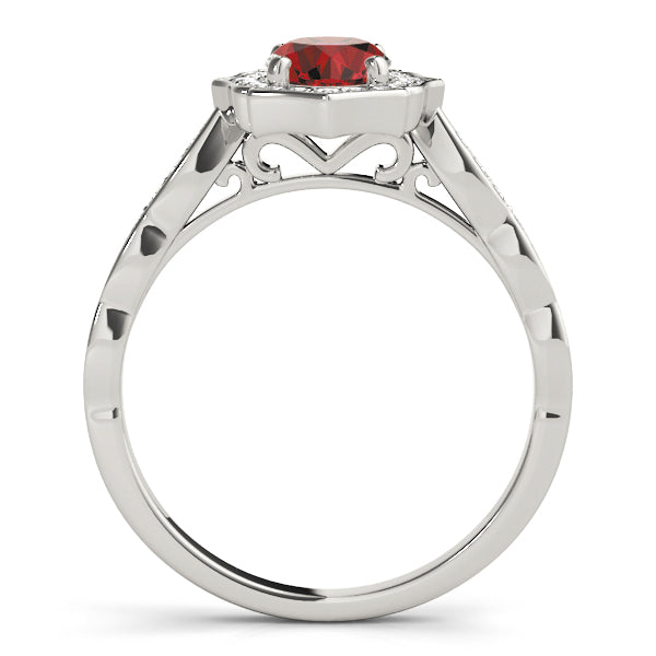Scalloped Oval Halo Ring Engagement Ring (84998)