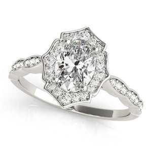 Scalloped Oval Halo Ring Engagement Ring (84998)