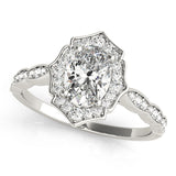 Scalloped Oval Halo Ring Engagement Ring (84998)