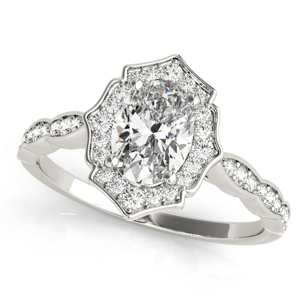 Scalloped Oval Halo Ring Engagement Ring (84998)