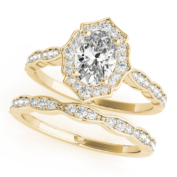 Scalloped Oval Halo Ring Engagement Ring (84998)