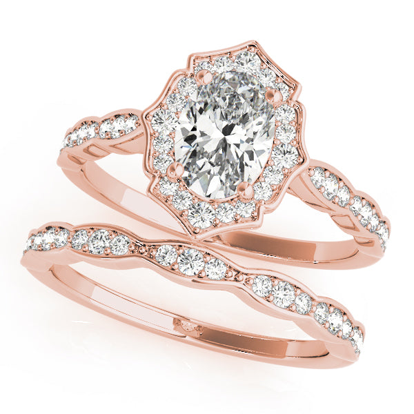 Scalloped Oval Halo Ring Engagement Ring (84998)