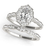 Scalloped Oval Halo Ring Engagement Ring (84998)