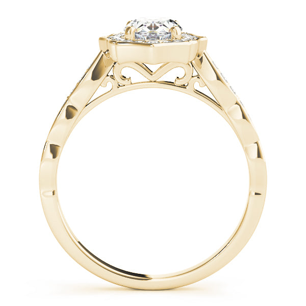 Scalloped Oval Halo Ring Engagement Ring (84998)