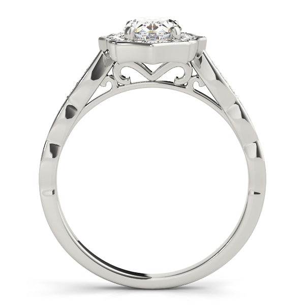 Scalloped Oval Halo Ring Engagement Ring (84998)