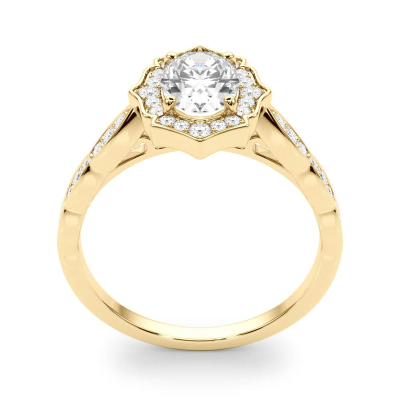 Scalloped Oval Halo Ring Engagement Ring (84998)