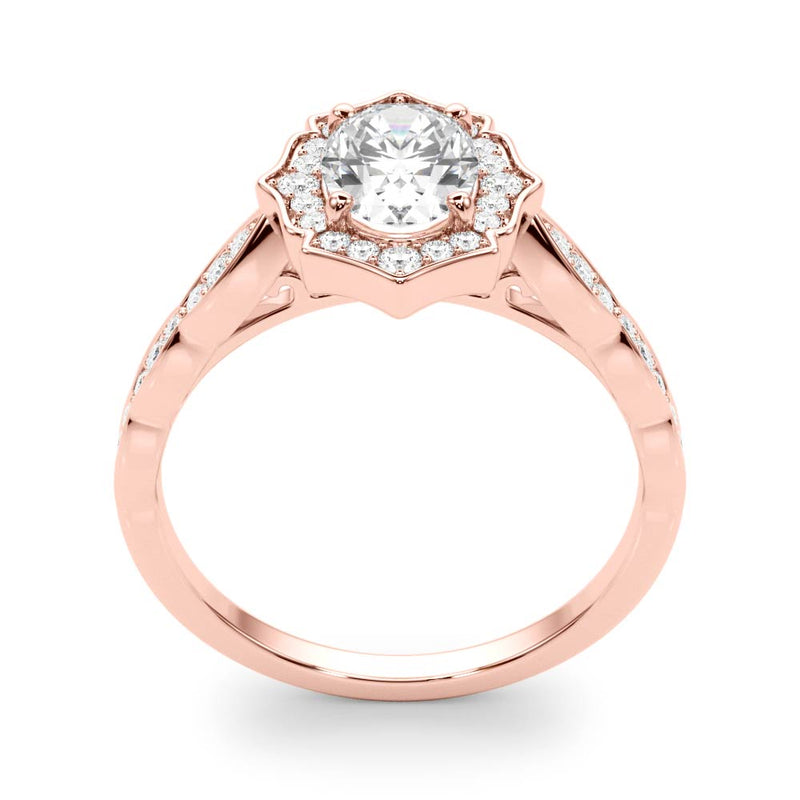 Scalloped Oval Halo Ring Engagement Ring (84998)