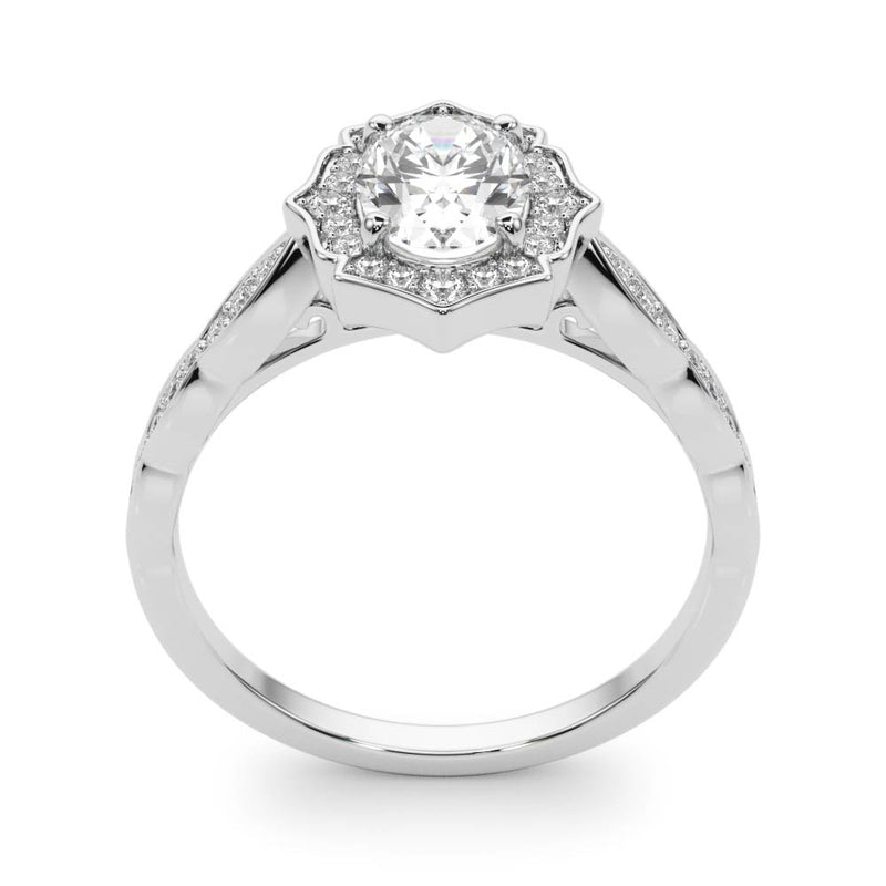 Scalloped Oval Halo Ring Engagement Ring (84998)