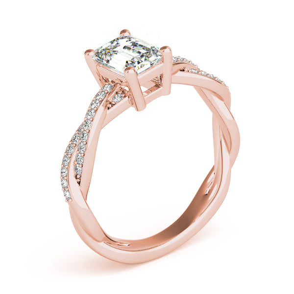 Emerald Cut Ring With Braided Shank Engagement Ring (85001)