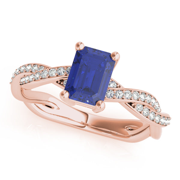 Emerald Cut Ring With Braided Shank Engagement Ring (85001)