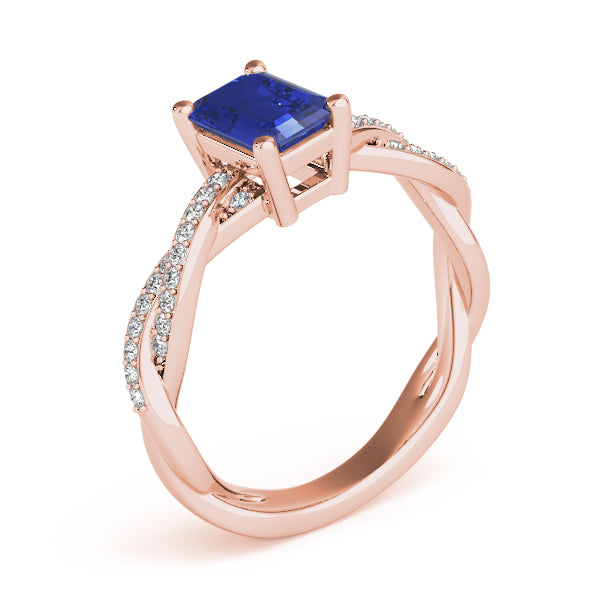 Emerald Cut Ring With Braided Shank Engagement Ring (85001)