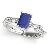 Emerald Cut Ring With Braided Shank Engagement Ring (85001)