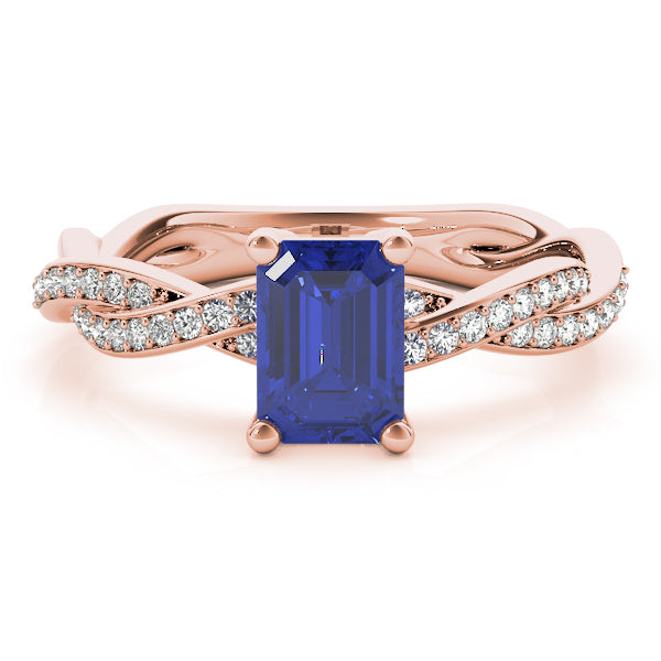 Emerald Cut Ring With Braided Shank Engagement Ring (85001)