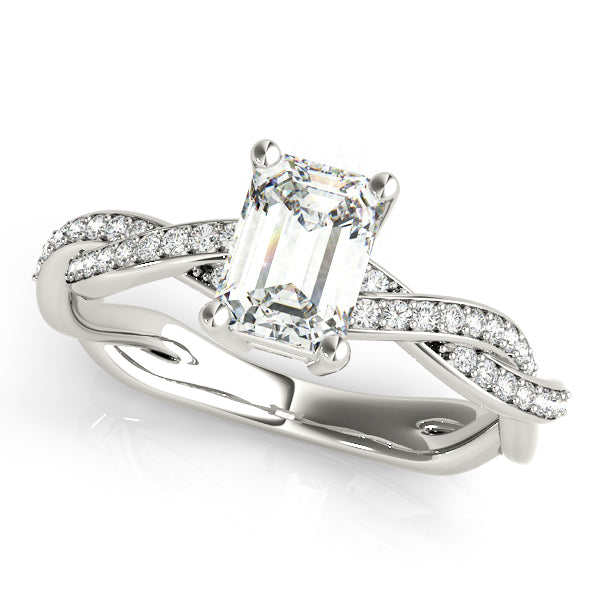 Emerald Cut Ring With Braided Shank Engagement Ring (85001)