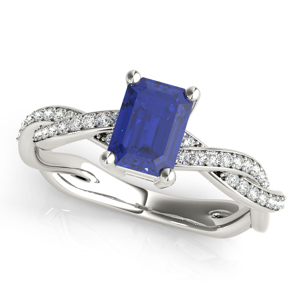 Emerald Cut Ring With Braided Shank Engagement Ring (85001)