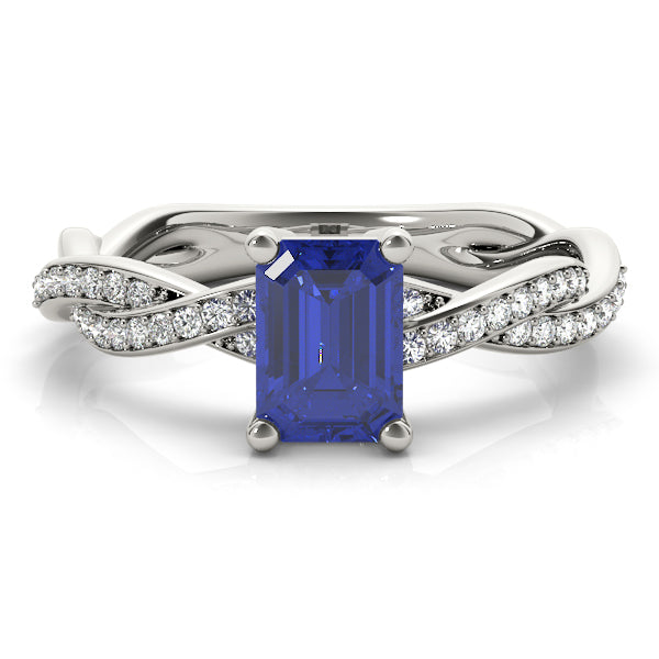 Emerald Cut Ring With Braided Shank Engagement Ring (85001)