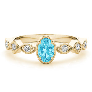 Oval Color Center Ring Engagement Ring (85040)