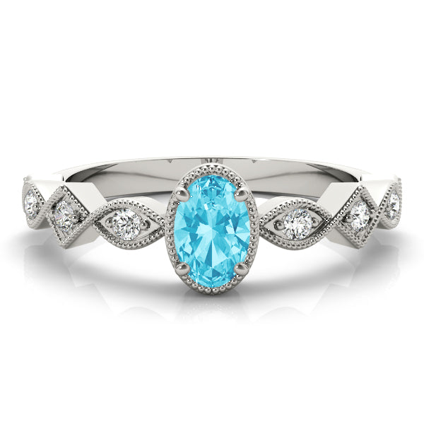 Oval Color Center Ring Engagement Ring (85040)
