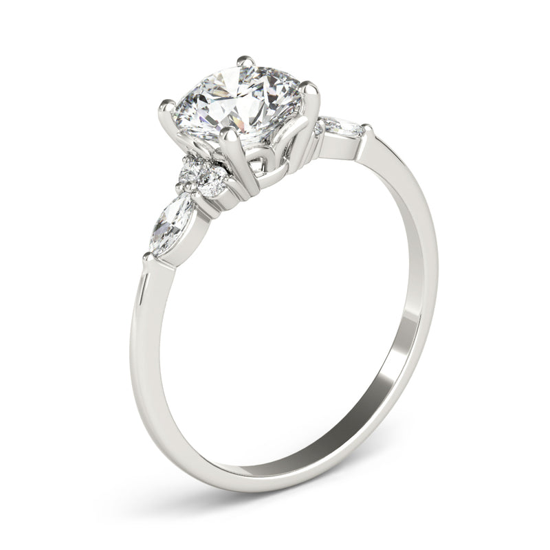 Three-Stone Ring With Marquise Side Stones Engagement Ring - alt view