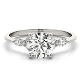 Three-Stone Ring With Marquise Side Stones Engagement Ring - alt view