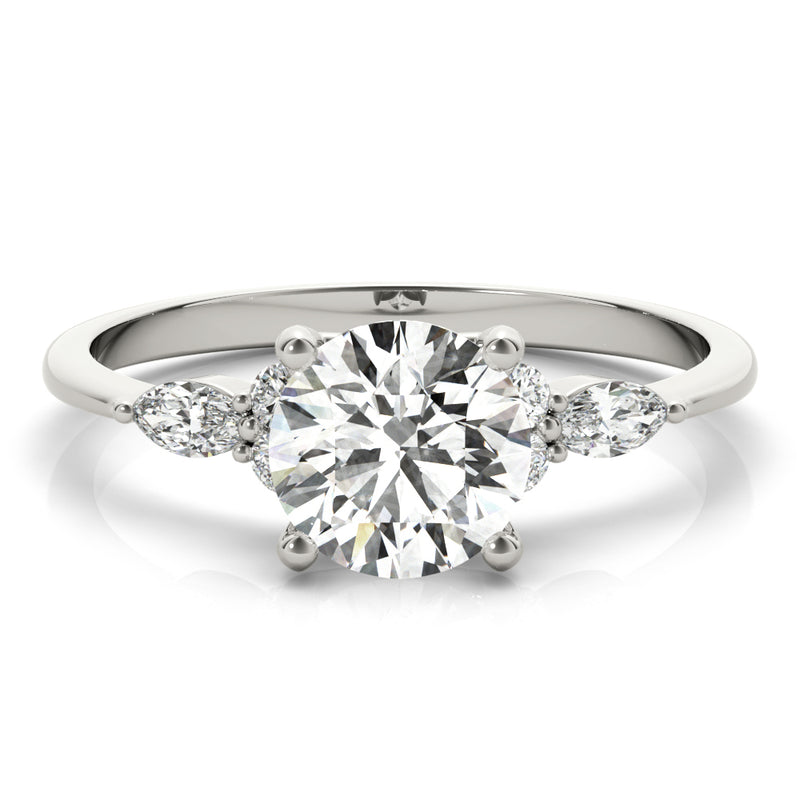 Three-Stone Ring With Marquise Side Stones Engagement Ring - alt view