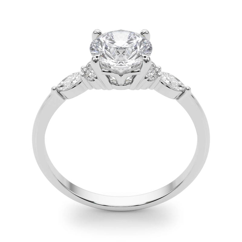 Three-Stone Ring With Marquise Side Stones Engagement Ring - alt view