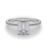 Hidden Halo Emerald Cut Center Single-Row Engagement Ring - alt view