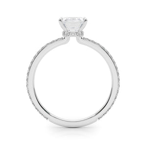 Hidden Halo Emerald Cut Center Single-Row Engagement Ring - alt view