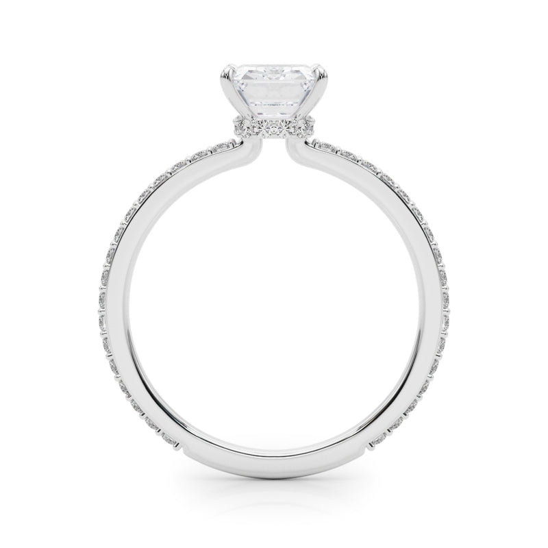 Hidden Halo Emerald Cut Center Single-Row Engagement Ring - alt view