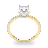 Hidden Halo Emerald Cut Center Single Row Engagement Ring (85294)