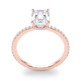 Hidden Halo Emerald Cut Center Single Row Engagement Ring (85294)