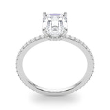 Hidden Halo Emerald Cut Center Single-Row Engagement Ring - alt view