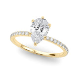 Hidden Halo Pear Center Single Row Engagement Ring (85296)