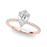 Hidden Halo Pear Center Single Row Engagement Ring (85296)