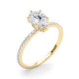 Hidden Halo Pear Center Single Row Engagement Ring (85296)