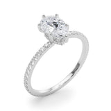 Hidden Halo Pear Center Single Row Engagement Ring (85296)