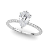 Hidden Halo Pear Center Single Row Engagement Ring (85296)