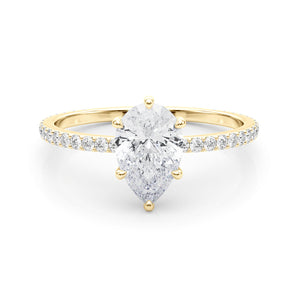 Hidden Halo Pear Center Single Row Engagement Ring (85296)