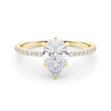 Hidden Halo Pear Center Single Row Engagement Ring (85296)
