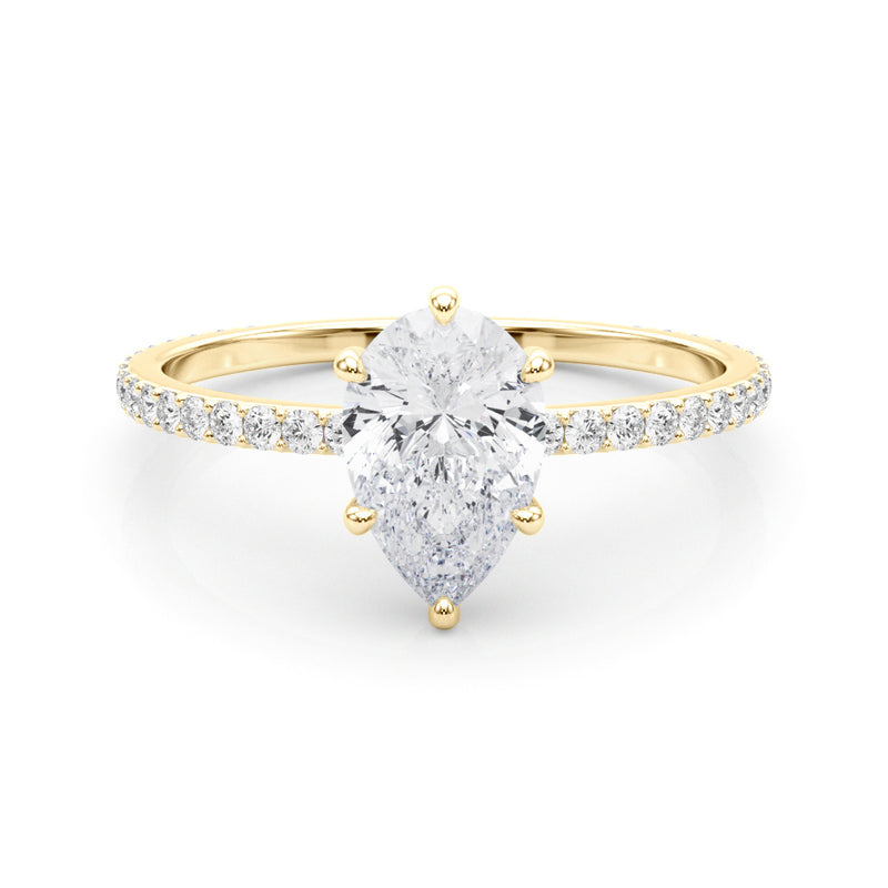 Hidden Halo Pear Center Single Row Engagement Ring (85296)