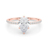 Hidden Halo Pear Center Single Row Engagement Ring (85296)