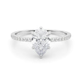 Hidden Halo Pear Center Single Row Engagement Ring (85296)