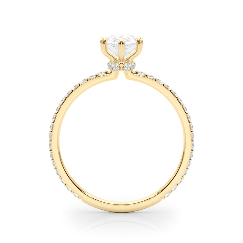 Hidden Halo Pear Center Single Row Engagement Ring (85296)
