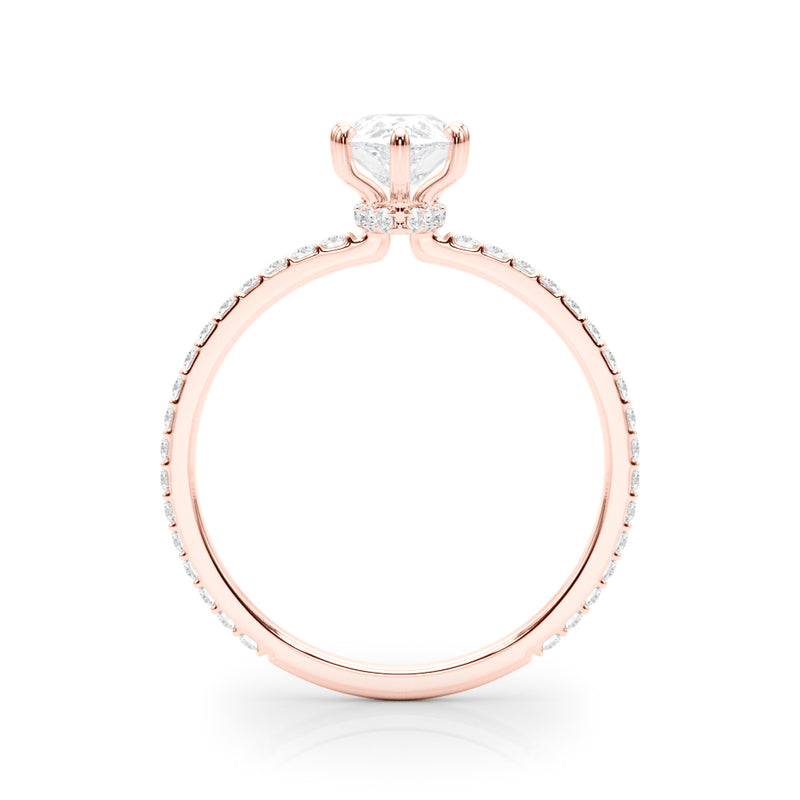 Hidden Halo Pear Center Single Row Engagement Ring (85296)