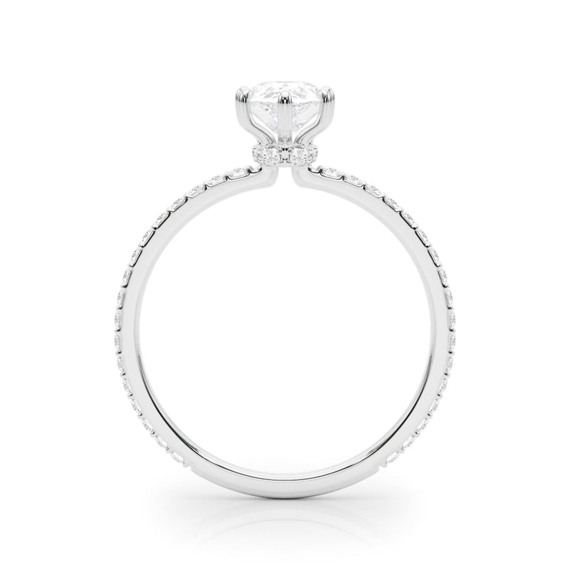 Hidden Halo Pear Center Single Row Engagement Ring (85296)